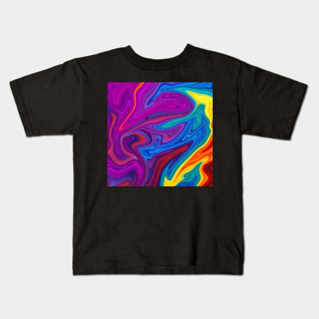 Colorful Liquify Art Kids T-Shirt by YellowLion